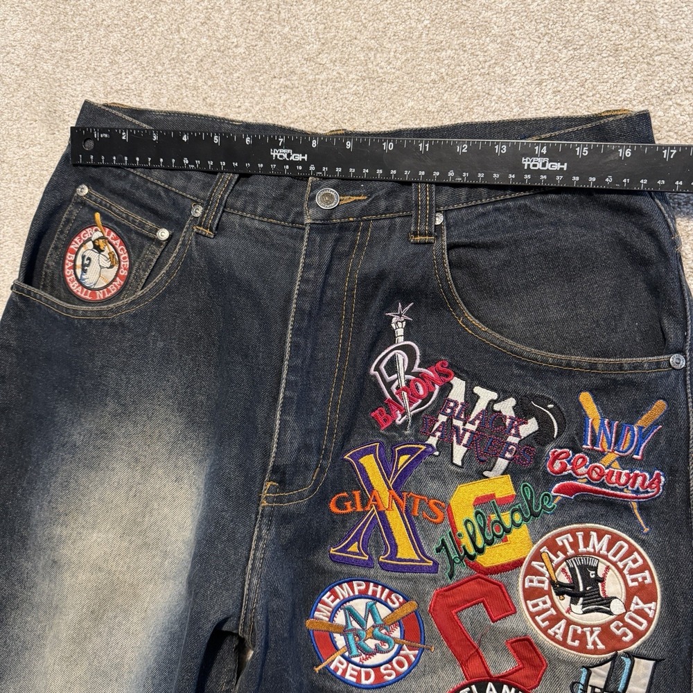 Negro League Baseball Museum NLBM NLBPA MLB Embroidered Denim Jacket Pants Set - Picture 14 of 16